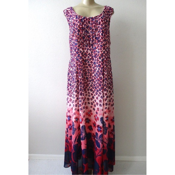 Dress CB Established 1962 Dress Plus Sz 20 Sleeveless Long Multi Color Floral - Picture 2 of 16